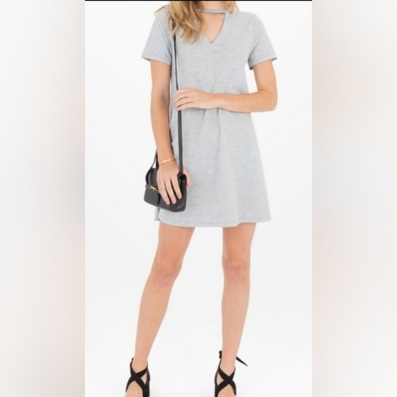 Z Supply Dresses & Skirts - Z Supply Gray Cutout Baby French Terry Short Sleeves T-shirt Dress Size Small